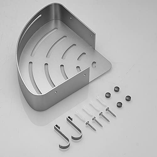 Corner Shower Caddy Gray Bathroom Shelf Corner Storage Rack, Screw Free Installation Wall Mount Basket Toilet Shower Double Layer Shampoo Holder Shower Organizer (Color : Double(drilled))