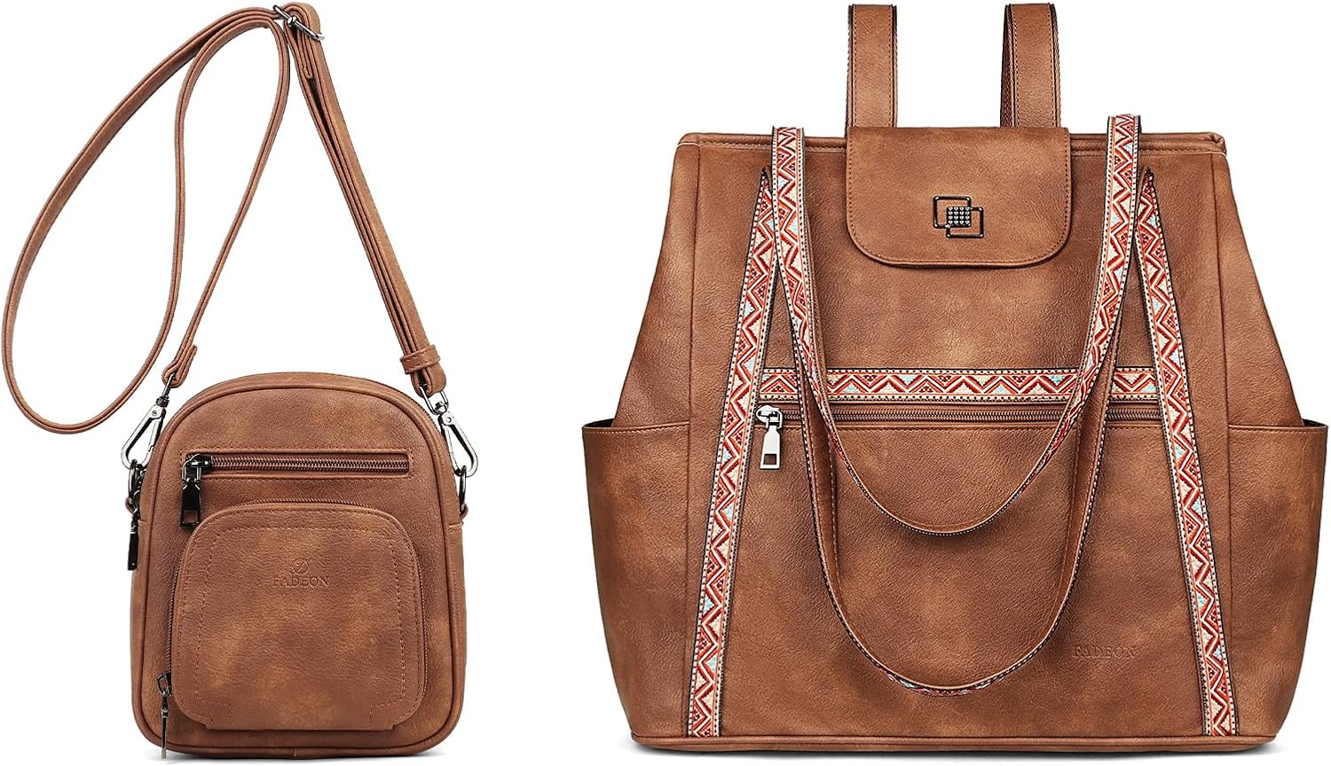 FADEON Small Purses for Women & Laptop Tote Bag Brown Collection