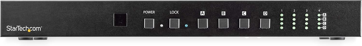 StarTech.com 4x4 HDMI Matrix Switch with Audio and Ethernet Control - 4K 60Hz Video - Rack Mount HDMI 2.0 Splitter with Remote, TAA (VS424HD4K60)