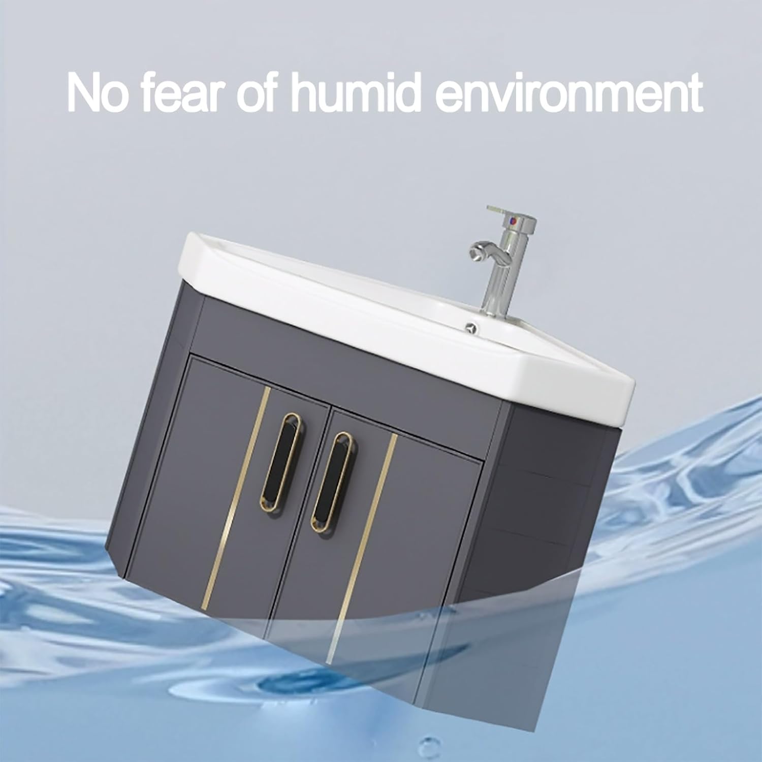 Corner Bathroom Vanity with Sink - Floor Standing, Wall Mount, Ceramic, Storage Container