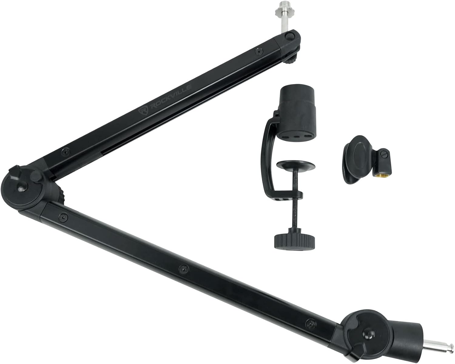 Rockville RCM PRO Bundle: Studio/Recording Condenser Microphone with Capacitors, RG30 Rogan Stand 30-in Pro Boom Arm Mic Stand with Fixed Mount and Desk Clamp, 2-Items