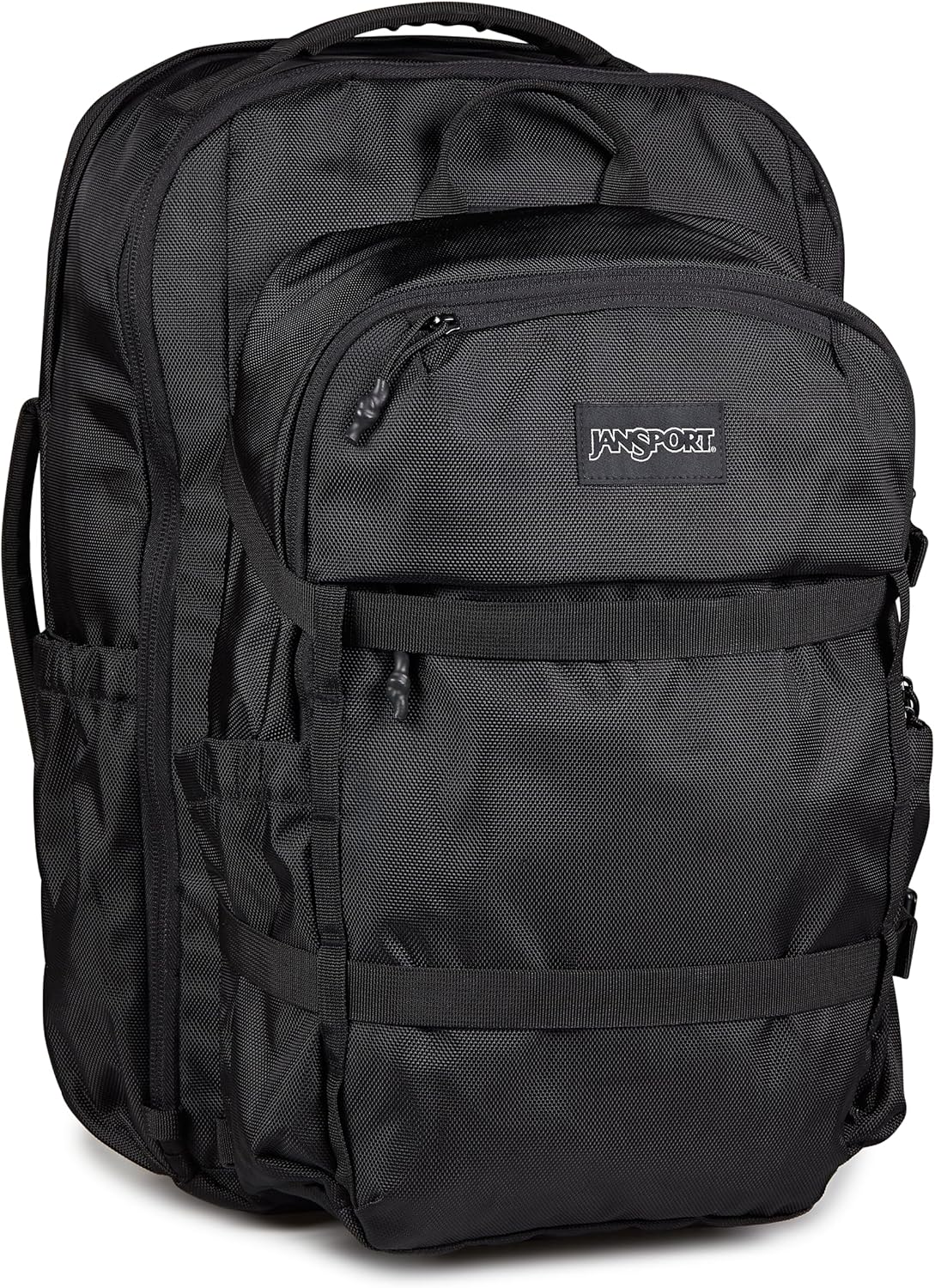 JanSport Venture Pack System – Travel Pack With Large Main Compartment, 4 Water Bottle Pockets, Adjustable Torso Length, Perimeter Wireframe Suspension, Tuck-Away Straps, Padded Hip Belt, Black