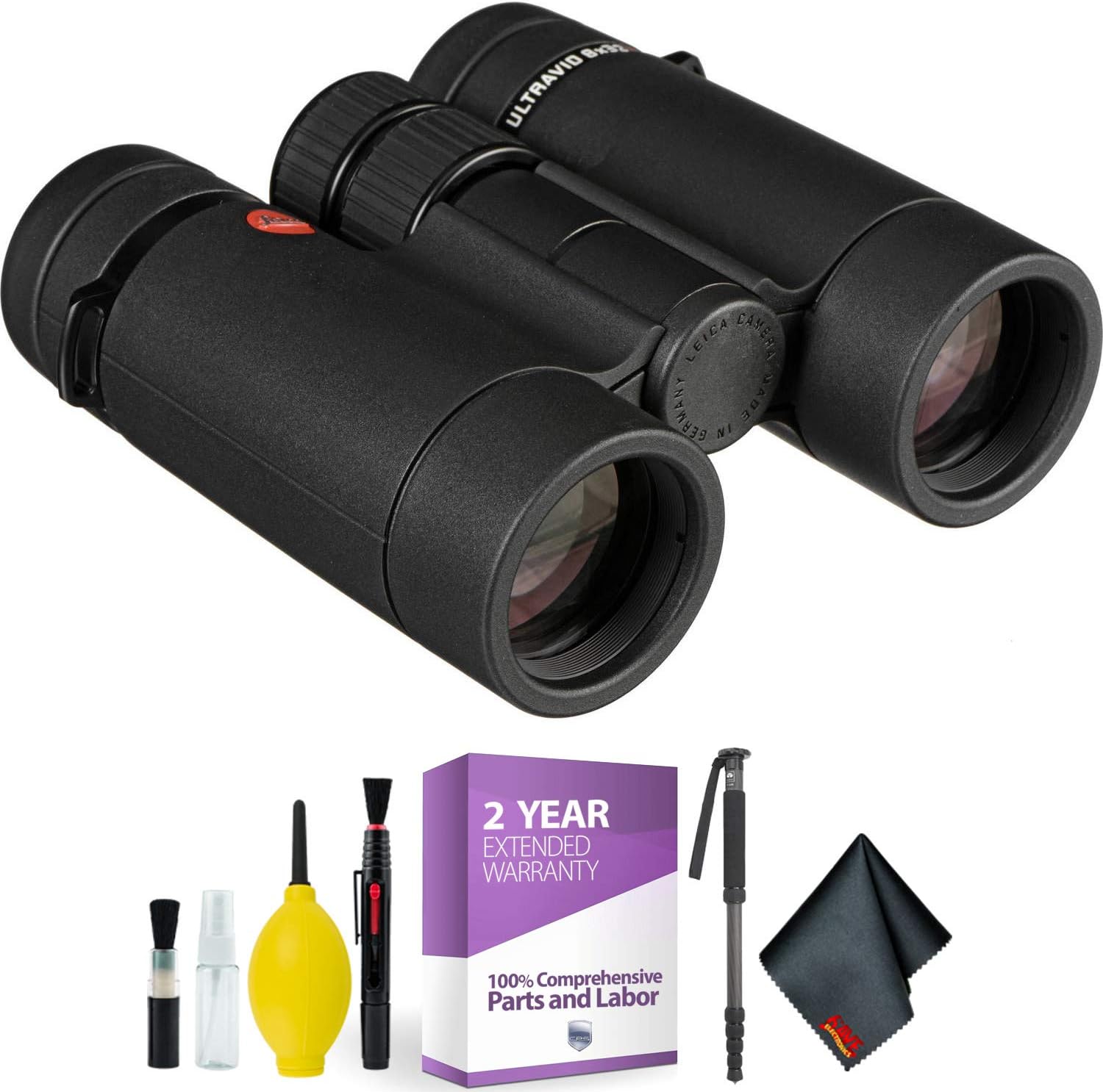 Leica 8x32 Ultravid HD-Plus Binocular + Cleaning Kit Essential Accessories Bundle