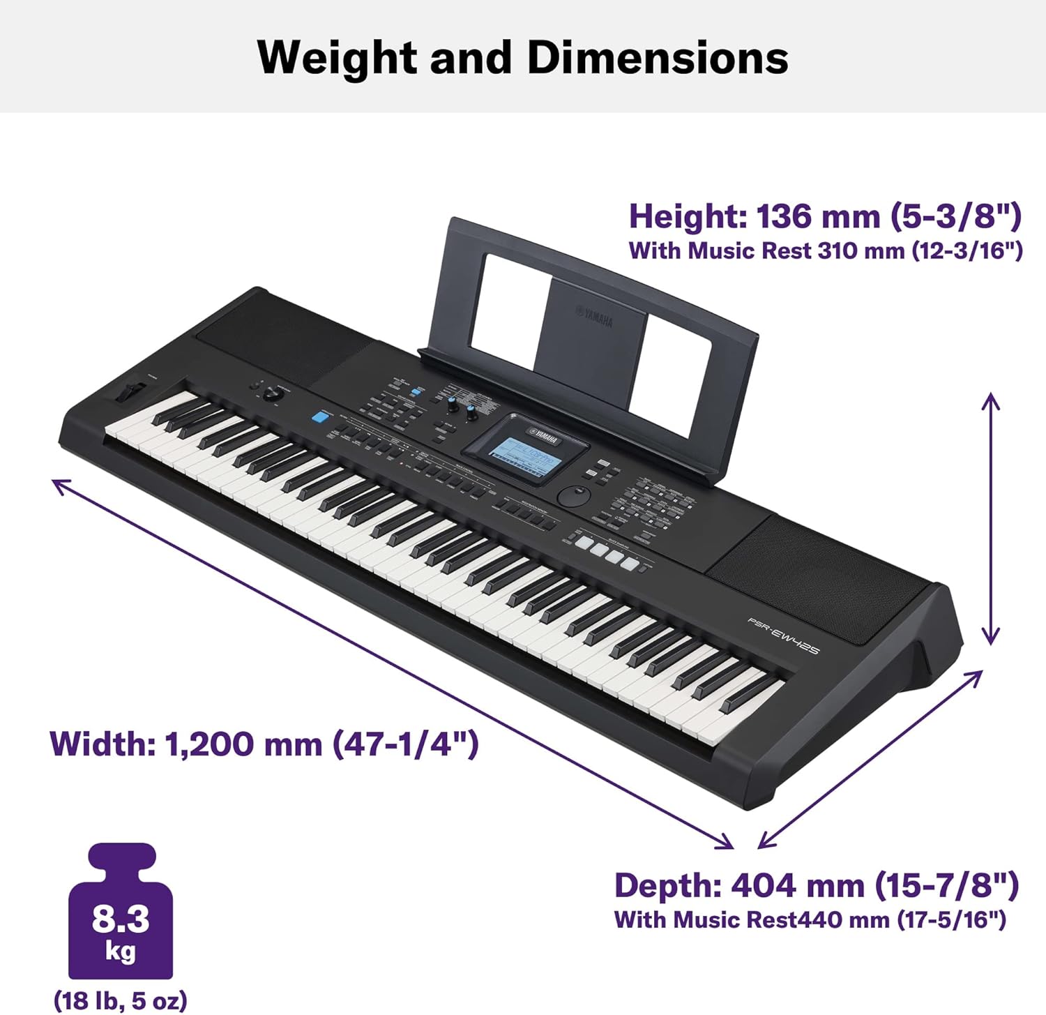 Yamaha, 76-Key Touch-Sensitive Advanced Portable Keyboard with Power Adapter (PSREW425)