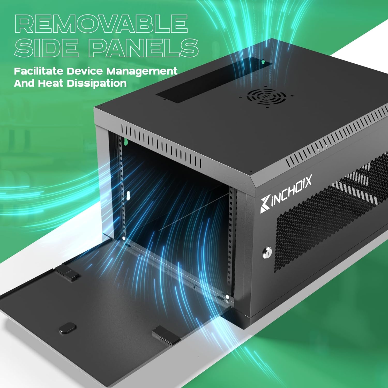 6U Server Cabinet Wall Mount Network Rack Enclosure Cabinet Enclosure for Computer Data Networking Electronic Equipment, Removable Side Panels 14.5in Depth