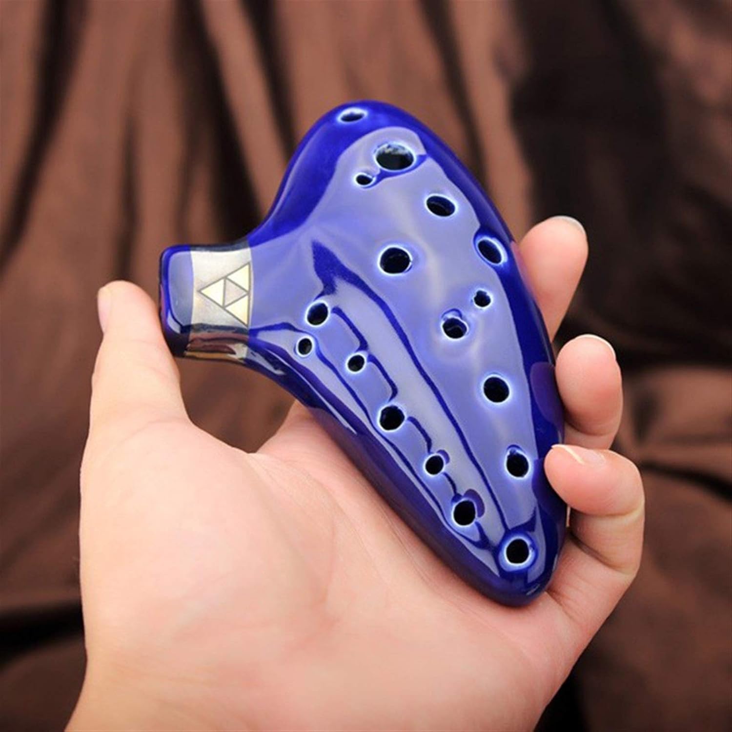 Ocarina Alto C 16 Holes Ceramic Ocarina Ocarina Flute Music Bright Glaze Pottery Woodwind Instrument (Color : Blue)