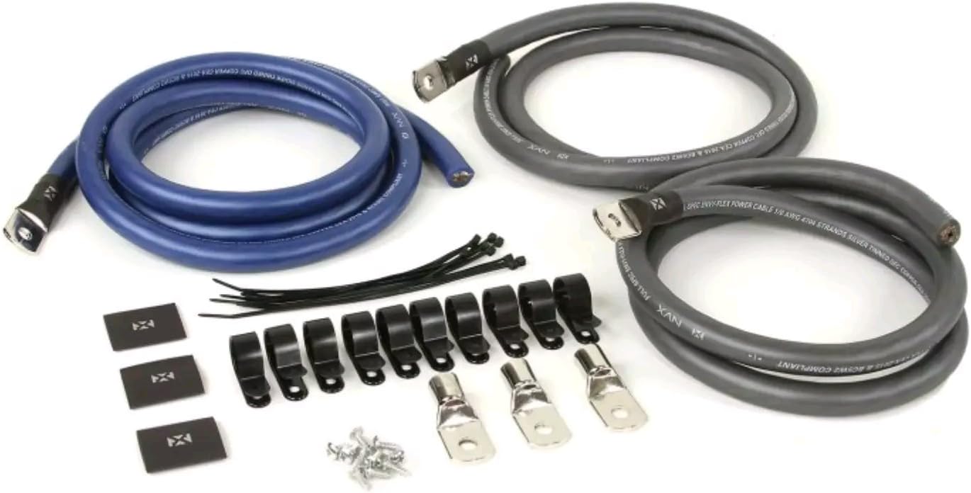 NVX True Spec 1/0 Gauge 100% OFC Wire Big 3 Amp Wiring Update Kit for Car Audio Systems up to 350 Amps [XBG3PK]
