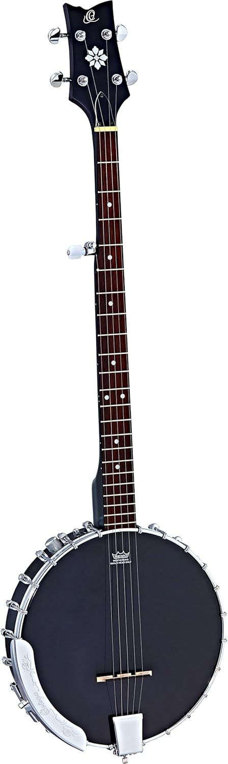 Ortega Guitars Raven Series 5-String Open Back Acoustic-Electric Banjo w/Bag, Right (OBJE250OP-SBK)
