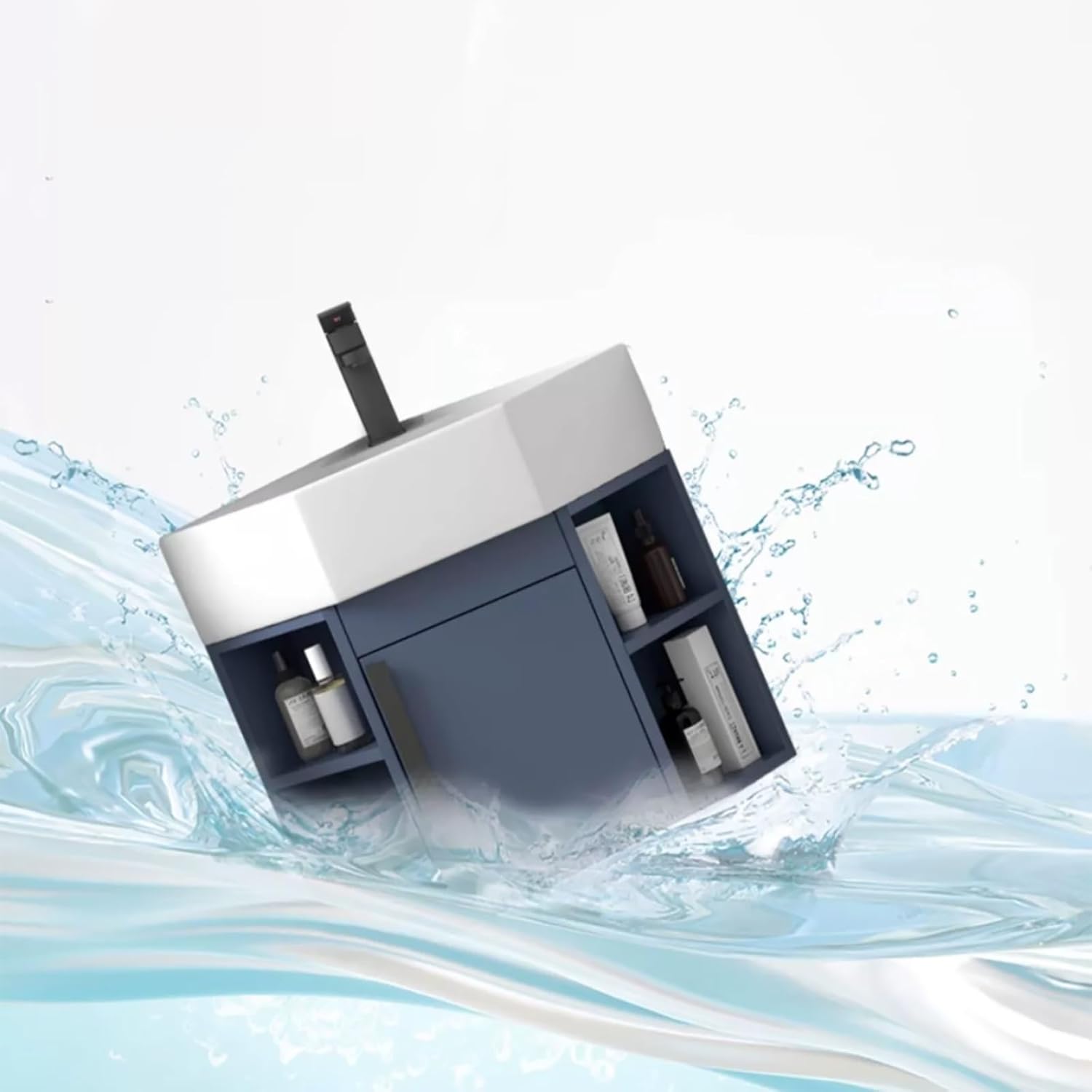 Corner Wall Mount Bathroom Sink Corner Balcony Sink with Storage Container Corner Bathroom Sink Corner Ceramic Sink Corner Bathroom Vanity Corner Bathroom Vanity with Sink(17.7in/45cm)