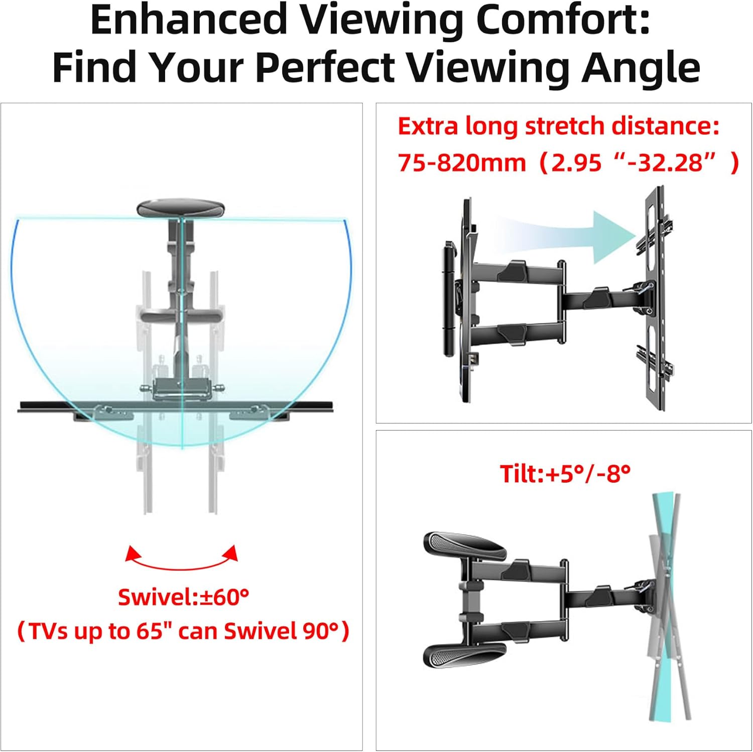 TV Wall Mount Vertical Supports 40-80