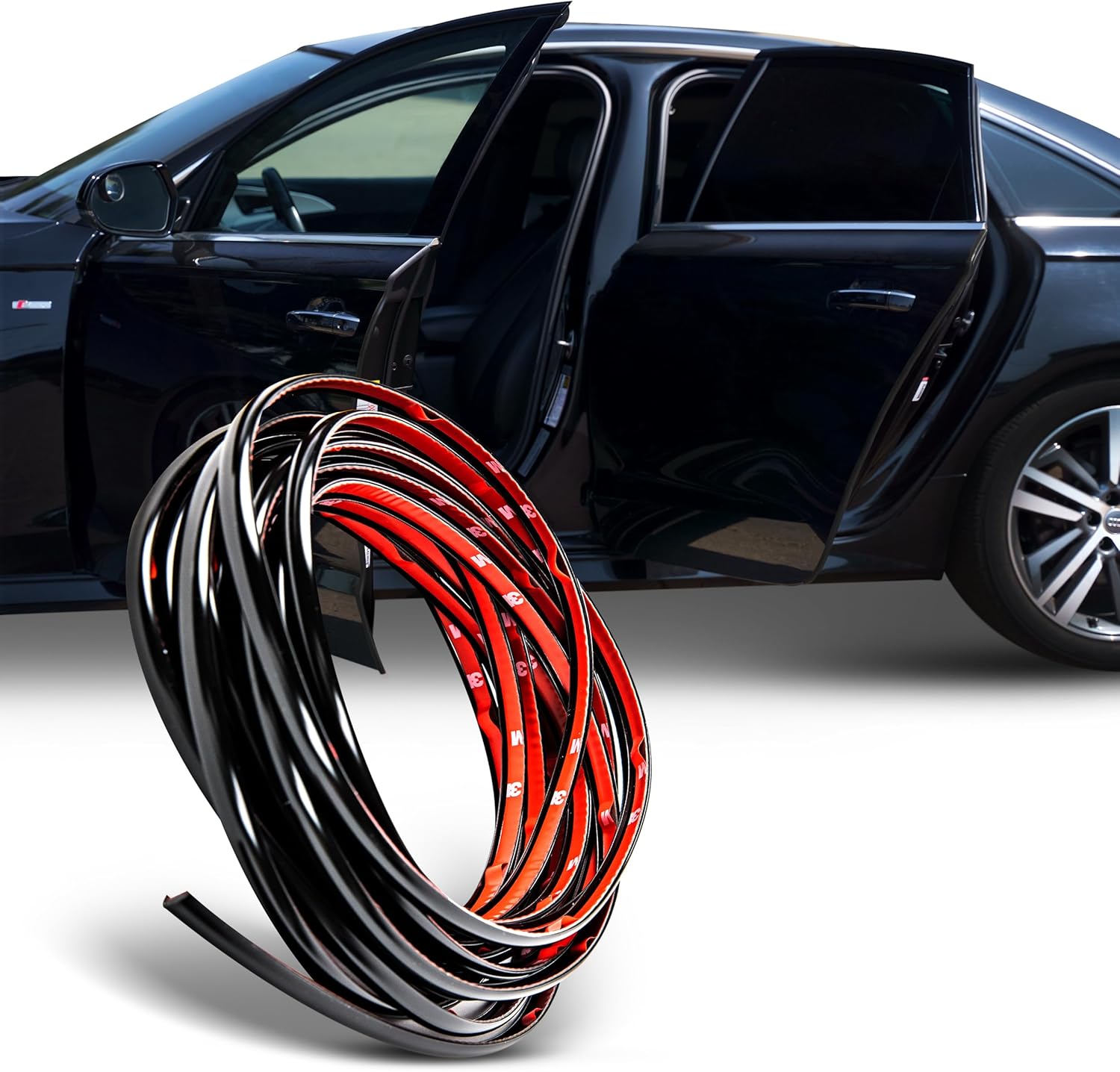 True Line Automotive L Shaped Car Door Edge Guards - 50 FT Car Door Edge Protector - Ultra-Durable Door Edge Guard with 3M Adhesive, Universal Fitting, Scratch Protection for Car Doors, Lightweight