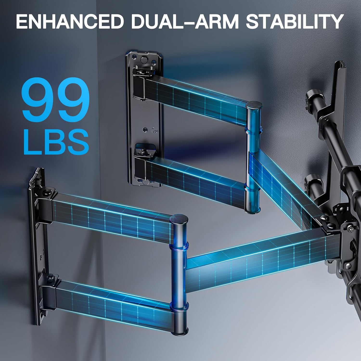 PERLESMITH Corner TV Wall Mount Full Motion, Corner TV Bracket Fits 37-70 Inch LED, LCD 4K Flat Curved Screen TVs Hold up to 99 lbs, Max VESA 600x400 Tilt, Swivel and Level, PSCLF1