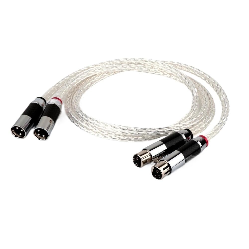 Pair 8AG Twist XLR Cable 7N OCC Silver-Plated Copper 3Pin XLR Balanced Plug Microphone Cable for Mixer Soundbox DAC(Black XLR Plug,2m)