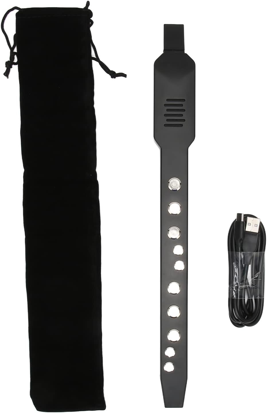 Black Mini Digital Wind Instrument, MIDI Connectivity 10 Tones Electronic Saxophone with 12 Accompaniments and Rechargeable Battery for Phone