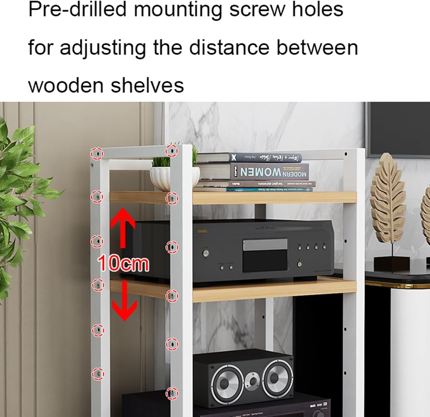 Movable Media Stand 4-Tier Movable Audio Tower AV Media Stand CD Player Stand Stereo Component Storage Cabinet and Open Media Center and Drawer (Color : A, Si