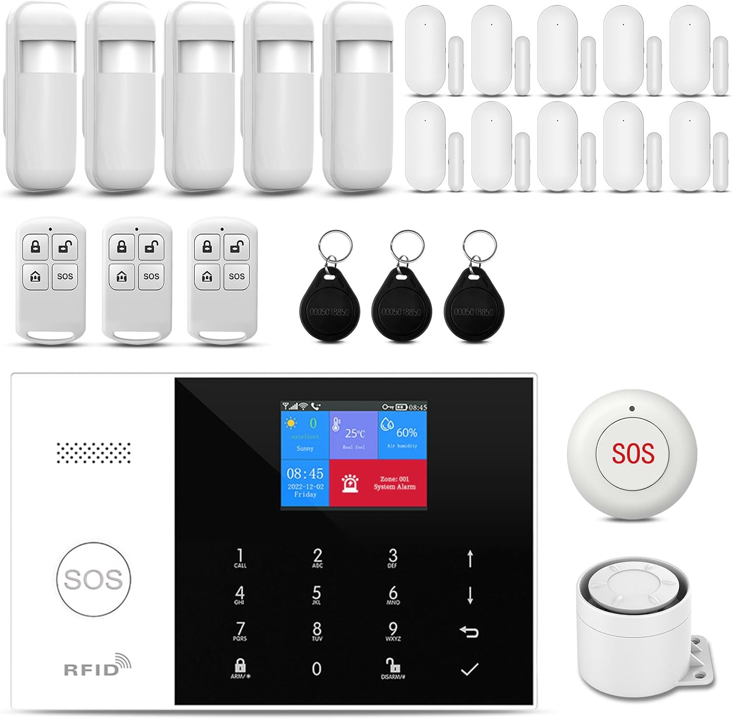 PGST WiFi Wireless Home Alarm System - 2025 Home Security System, 10-Minute Installation, 10 Door & Window Sensors + 5 Motion Sensors, APP Remote Control, Compatible with Alexa, No Monthly Fee