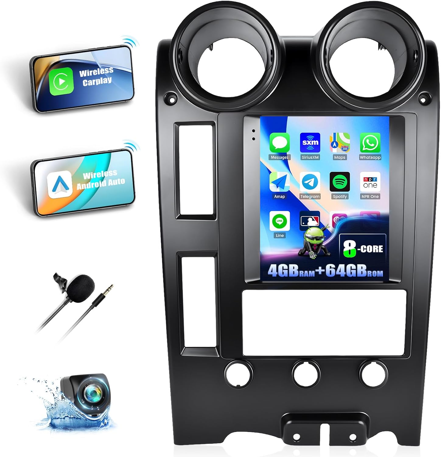 [4+64G] 8-Core Android 13 Car Stereo for Hummer H2 2002-2007 with Wireless Carplay&Android Auto,9.7 Inch Touch Screen Car Radio with GPS WiFi Bluetooth FM/RDS SWC Dual USB/AUX-in+Backup Camera