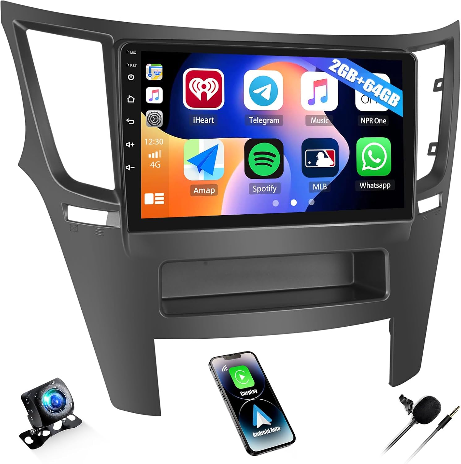 CAMECHO 2G+64G Android Car Stereo for Subaru Outback Legacy 2010-2014 with Wireless CarPlay Android Auto 9