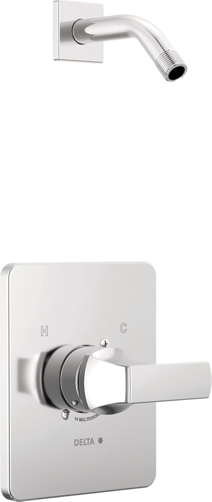 Delta Faucet Velum 14 Series Single-Function Chrome Shower Valve Trim Kit, Shower Handle, Delta Shower Trim Kit, Chrome T14237-LHD (Shower Head and Valve Not Included)