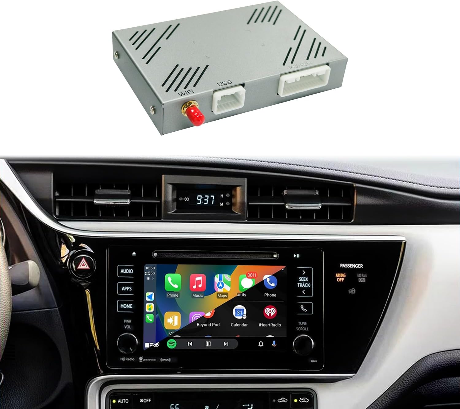 Toyota Wireless CarPlay/Android Auto Dongle | Plug & Play for 2014-2019 Sienna, Prius, Tacoma, Tundra, Highlander, RAV4, 4Runner with Entune 2.0 | Works with OEM Camera & Controls​