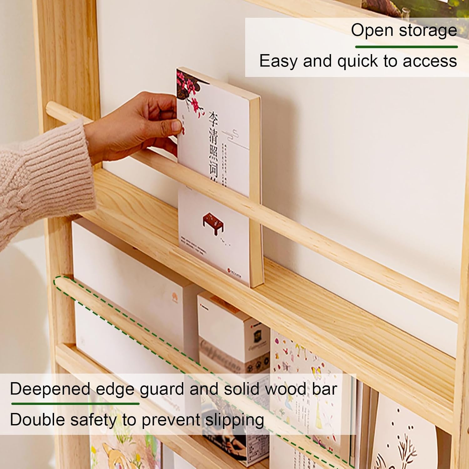 Behind Door Bookshelf, 4/5-Tier Wall Mounted Book Display Shelf, Storage Organizer, Space-Saving Open Storage Rack for Kids Room, Living Room, Study(120 * 60cm/47.2 * 23.6in)