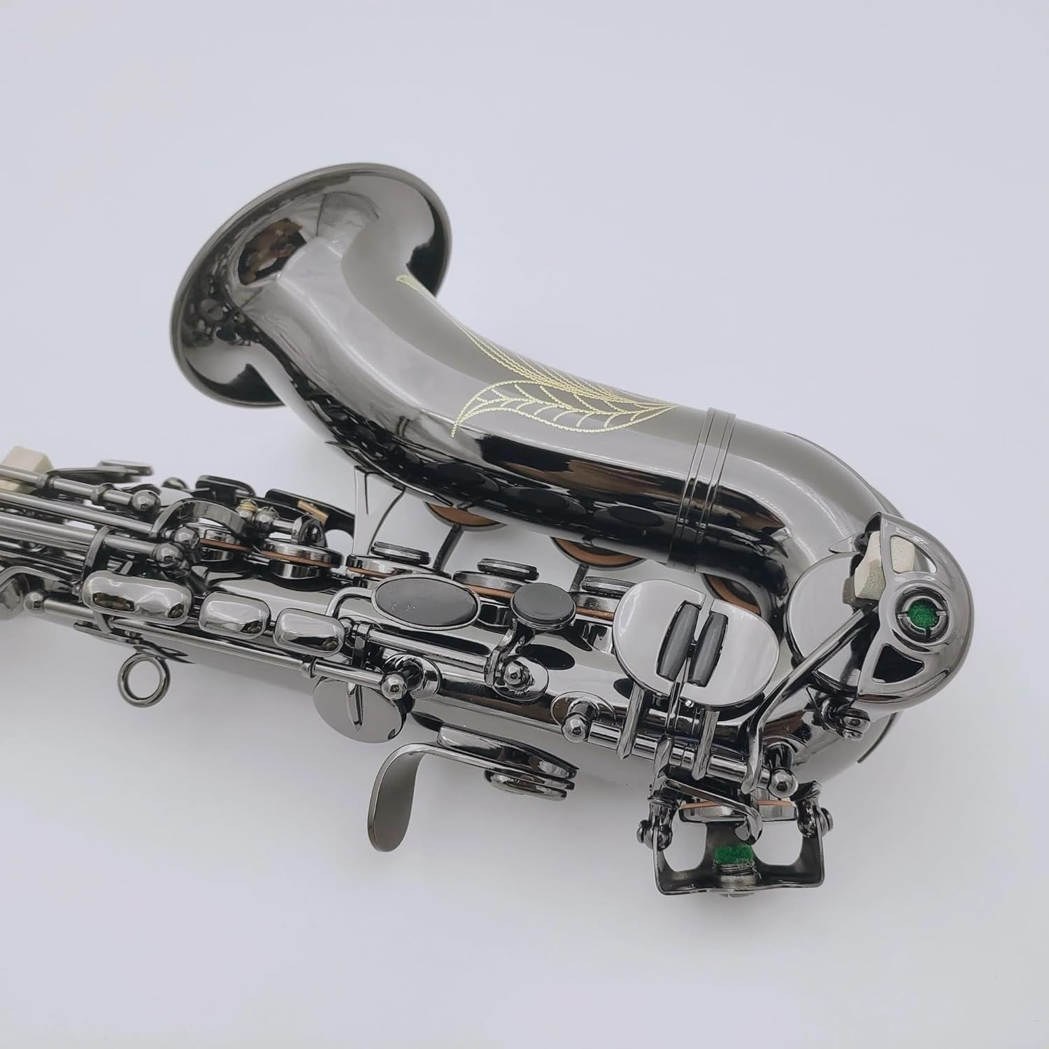 Woodwind Instruments Curved Treble Saxophone B Flat Black Nickel Plated Professional Musical Instrument With Case (Color : Lavender)