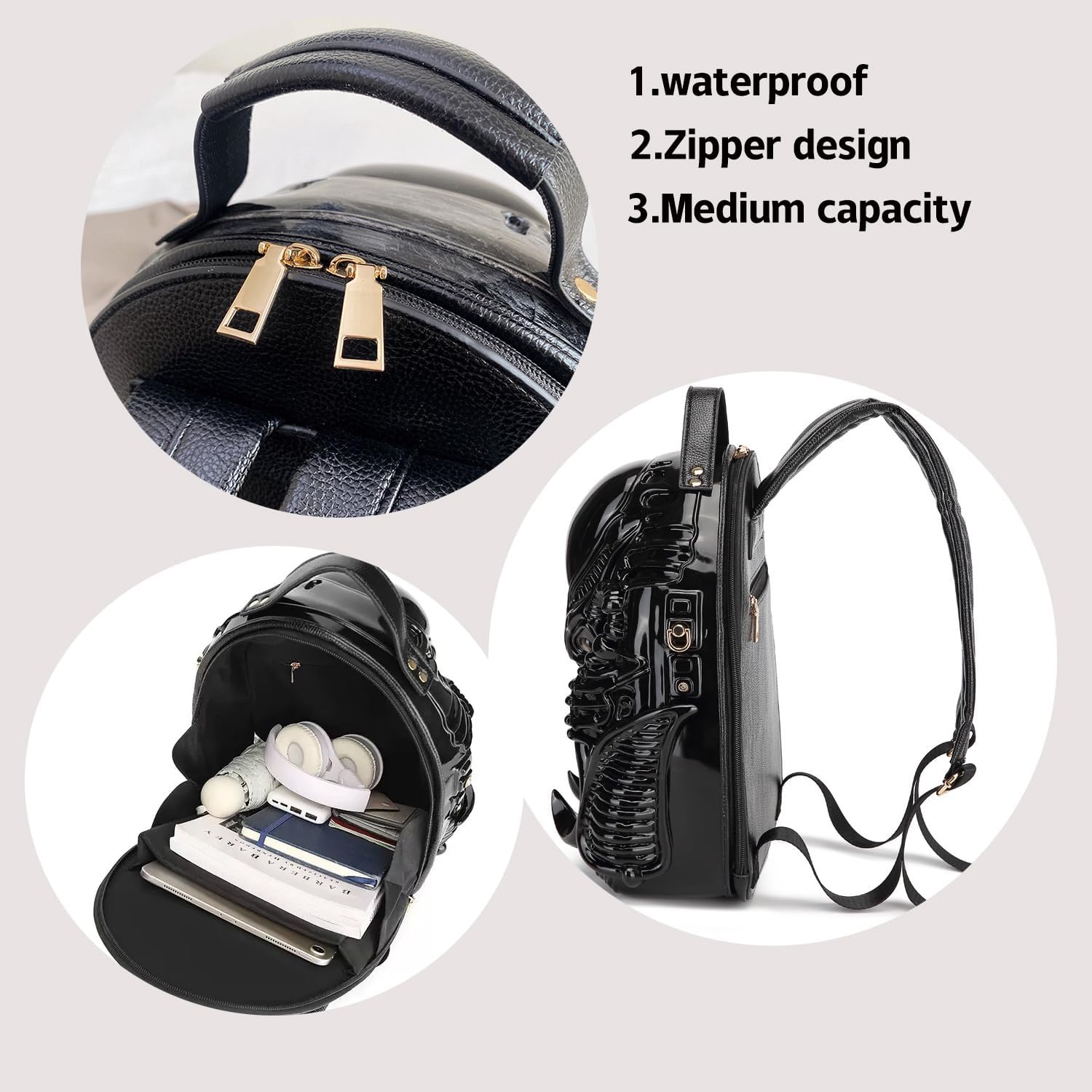 Men Goth Bag Alien Y2K Backpack Xenomorph Costume for Women Outdoor (black)