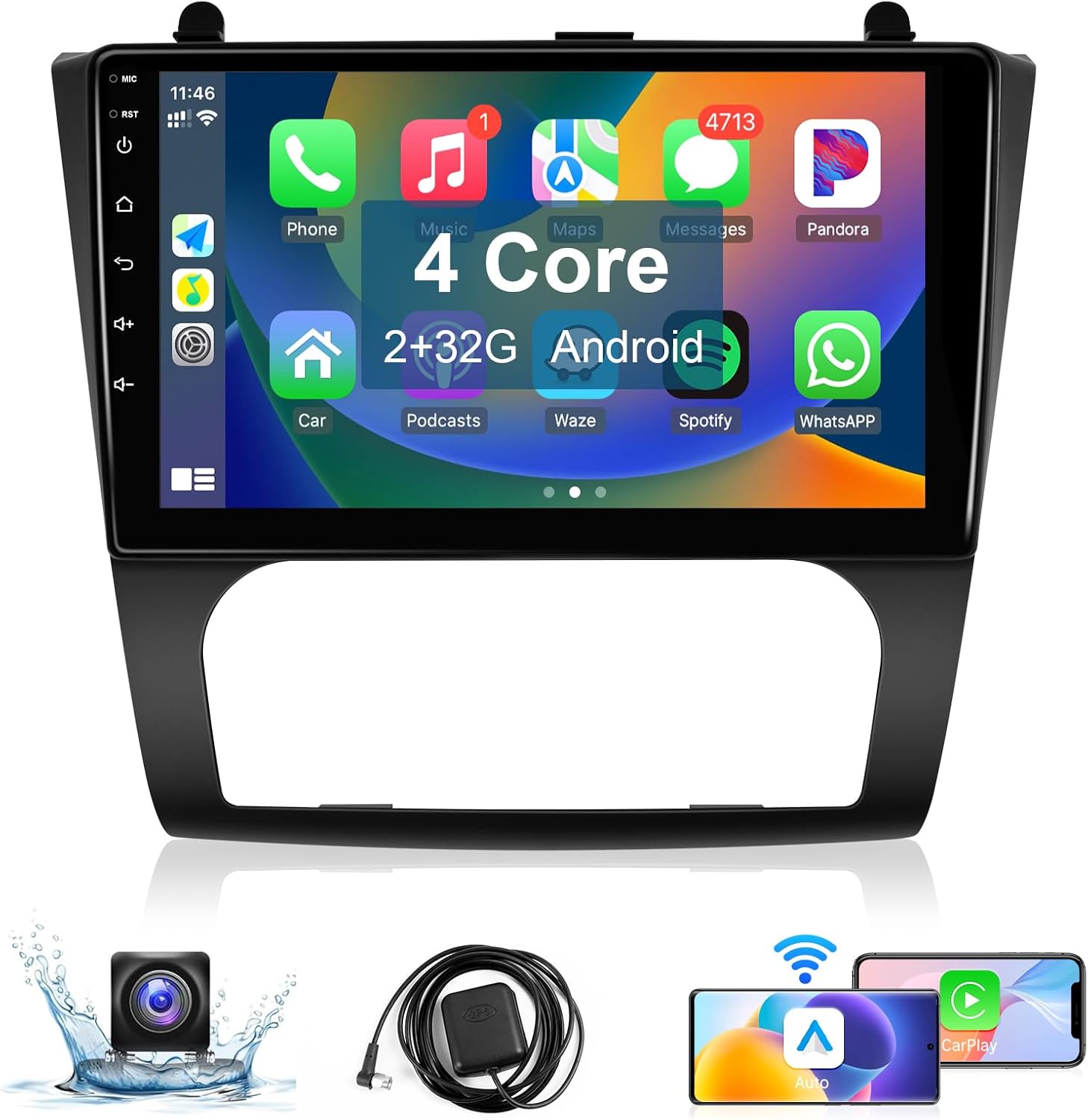 Leadfan Car Radio for Nissan Altima 2008 2009 2010 2011 2012 Stereo Replacement with Wireless Carplay Android Auto, 9‘’ Touchscreen in-Dash Bluetooth WiFi GPS Navigation SWC Backup Camera (Auto AC)