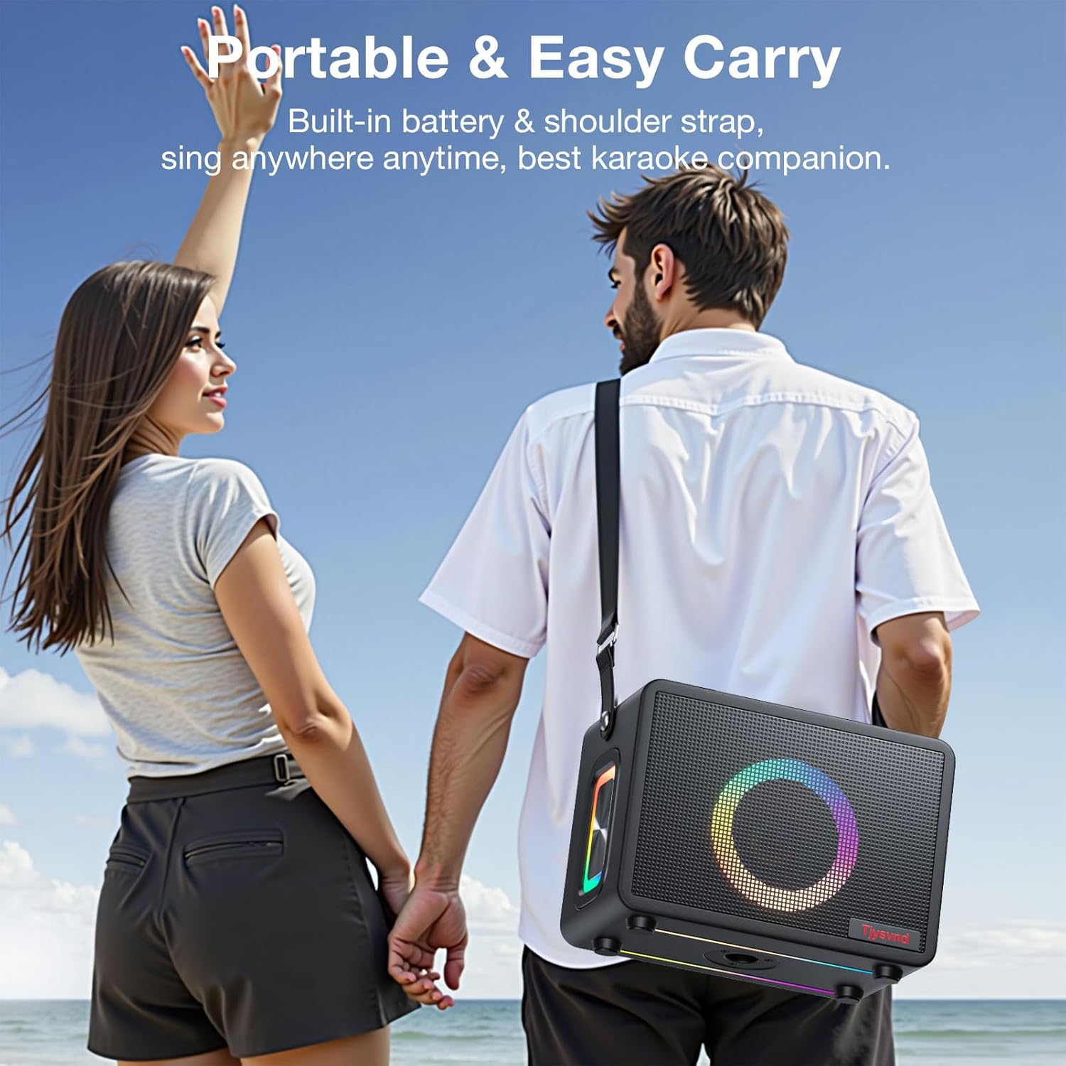 Smart Karaoke Machine with Lyrics Display, 12.1 Inch IPS Touch Screen, Two Wireless Microphones, Portable Bluetooth Speaker PA System for Home Outdoor Party (Large)