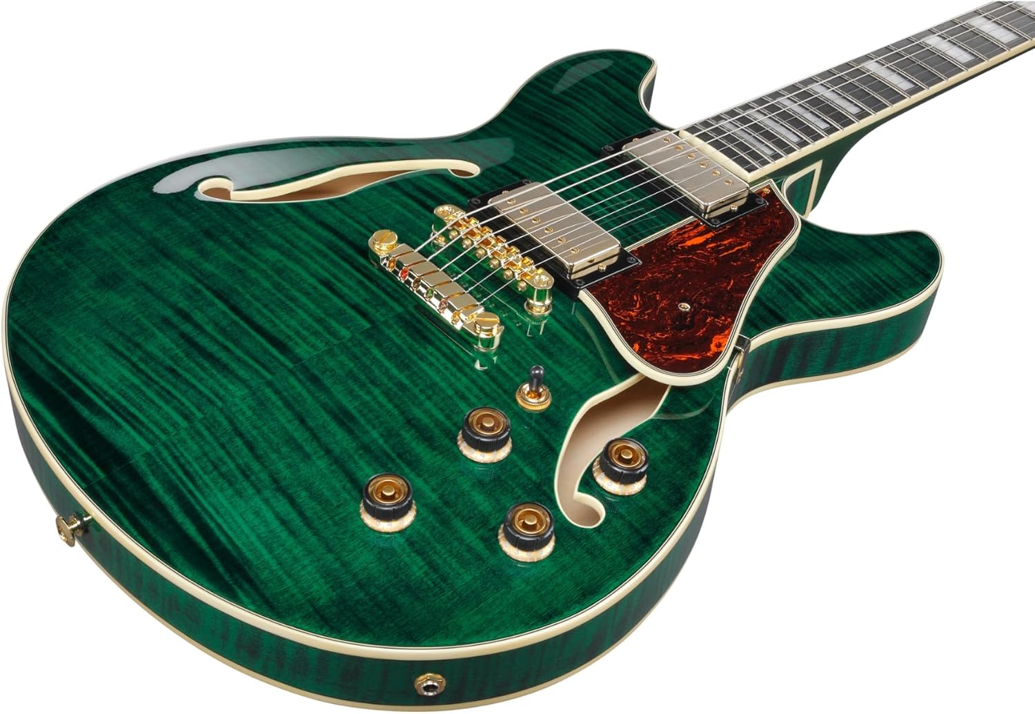 Ibanez AS93FM Artcore Expressionist 6-String Right-Handed Electric Guitar with Flamed Maple Body and Macassar Ebony Fingerboard (Transparent Moss Green)
