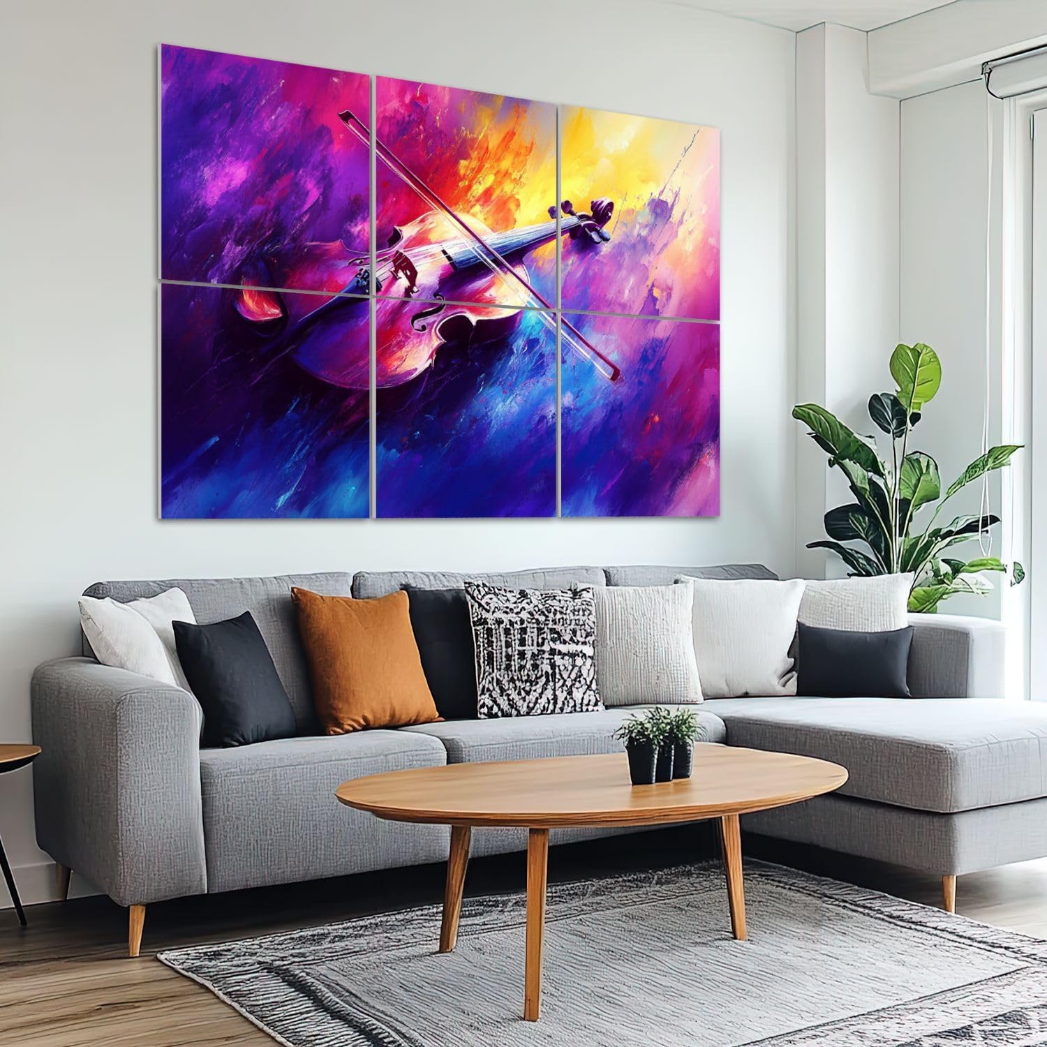 6 Pack Art Acoustic Panels Sound Absorbing Music Graffiti Cello Instrument Colorful Musical Violin Bow Abstract Decorative Soundproof Wall Panels Self Adhesive for Recording Studios Office 72