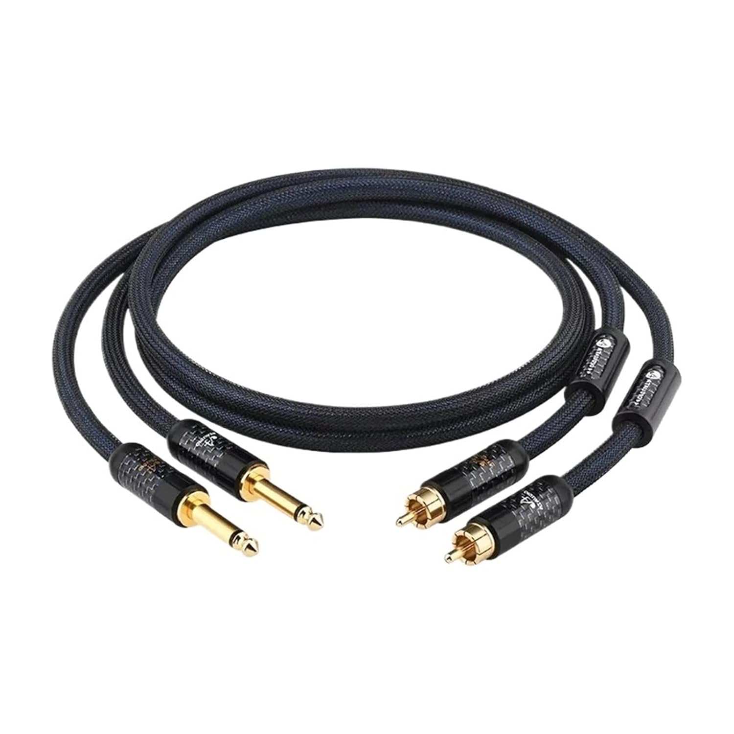 One Pair 6.5mm to RCA Audio Cable Hi-end Pure Silver Dual TS Mono 6.5mm to 2RCA Male Adapter Cable for Mixer Amplifier(0.75m)