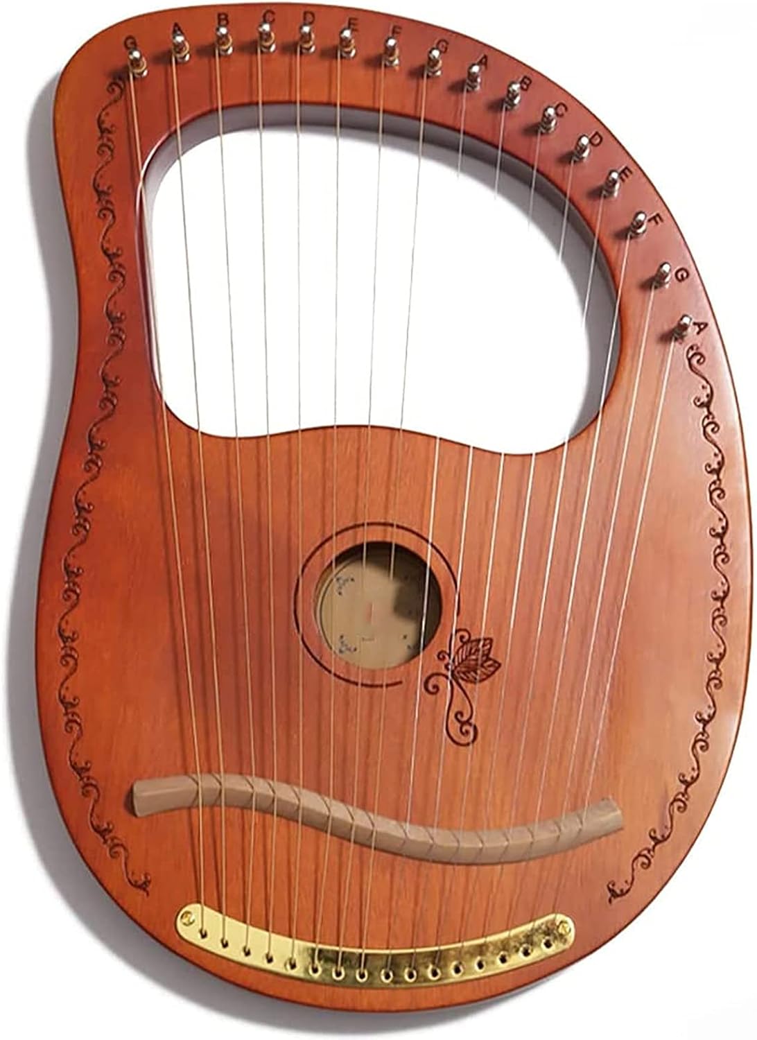 Hand Made Lap Harp, Lyre Harp 16 Metal Strings,Lute Guitar Mahogany Lyre Suitable Harp Instrument Mountain Dulcimer Best Gift For Music Lovers, Beginners, Children, Adult Harp