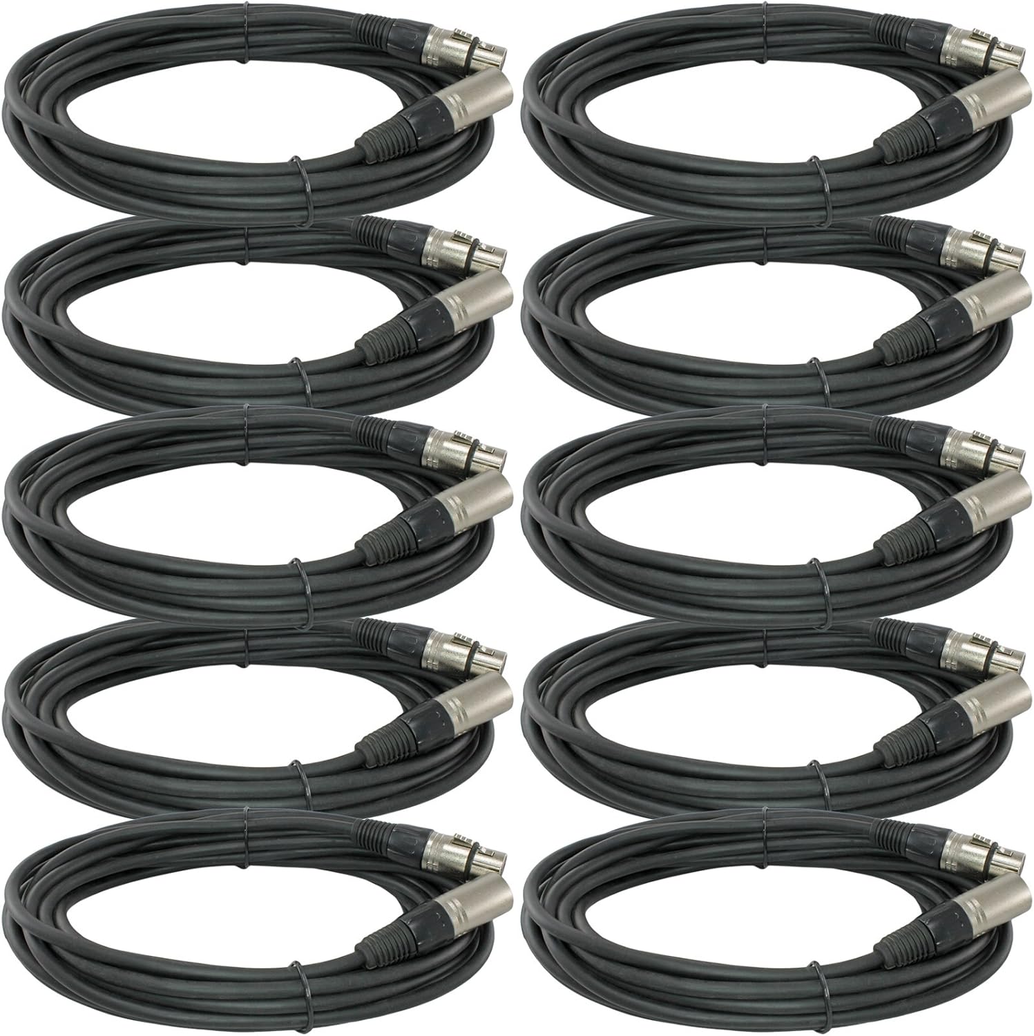 10Pack 25 FT Foot XLR 3 Pin Male Female MIC Microphone Shielded Audio Cable Cord