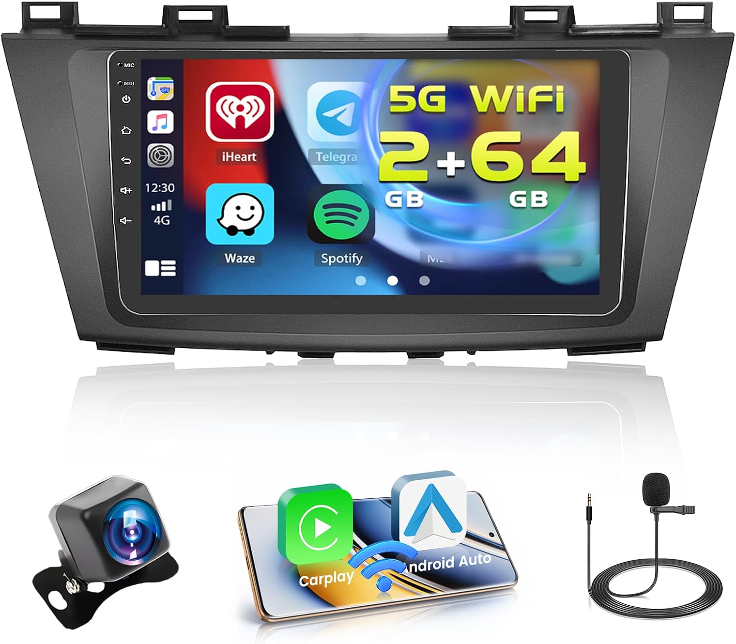 for Mazda 5 CW 2010-2015 Fuluku 2+64GB Android 13 Radio with Wireless Carplay Android Auto, 9