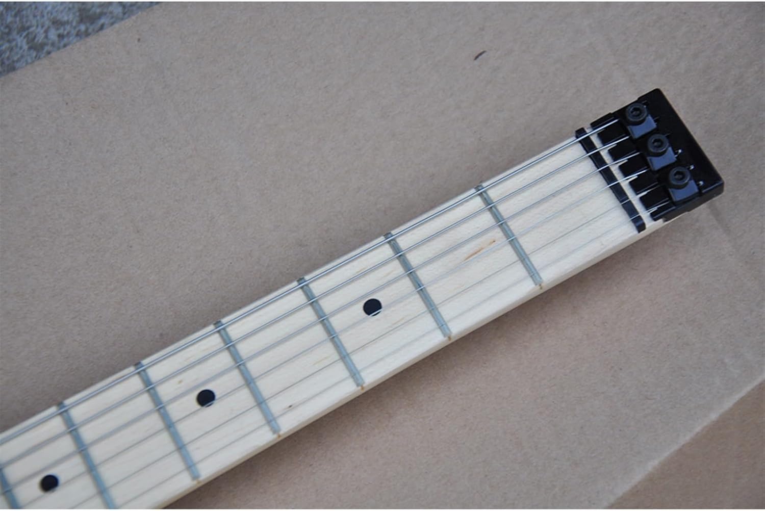 Natural Headless 24 Frets Electric Guitar with Humbuckers Pickups Maple Fretboard Last 4 Frets Scalloped Professional Headless Guitar