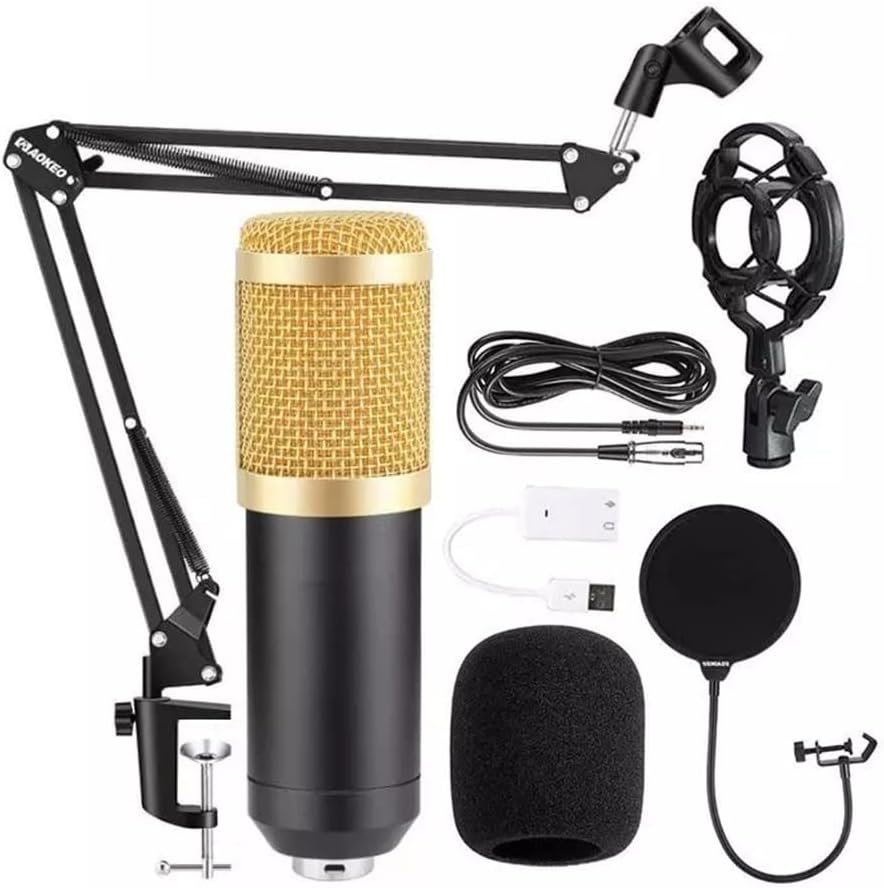 Professional Audio V8 Sound Card Set Condenser Microphone for Podcast Recording Live Broadcast (A