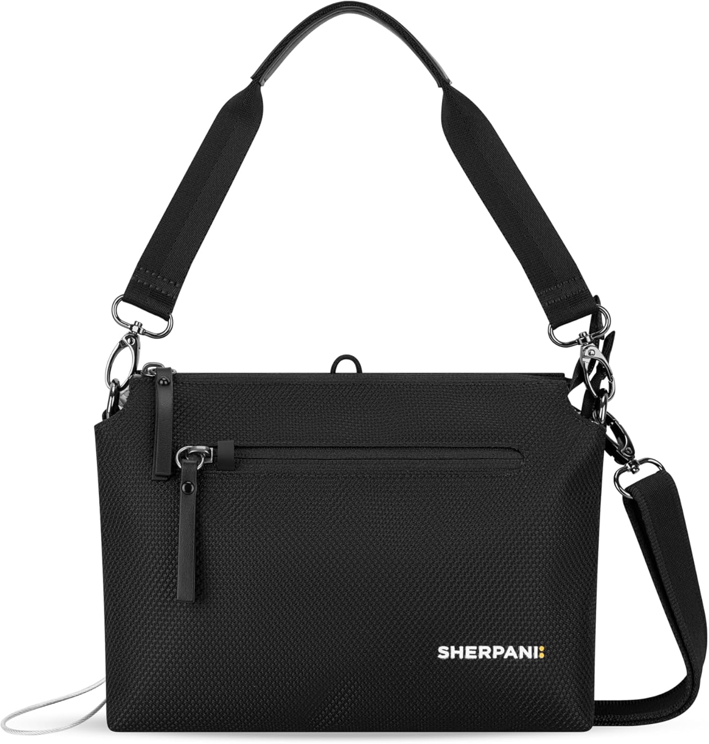 Sherpani Mei, Small Anti Theft Crossbody Purse, Lightweight Cross Body Bag, Handbags, Fashion Trio Bag for Women with Metal Hardware, Travel Gift for Women (Carbon)
