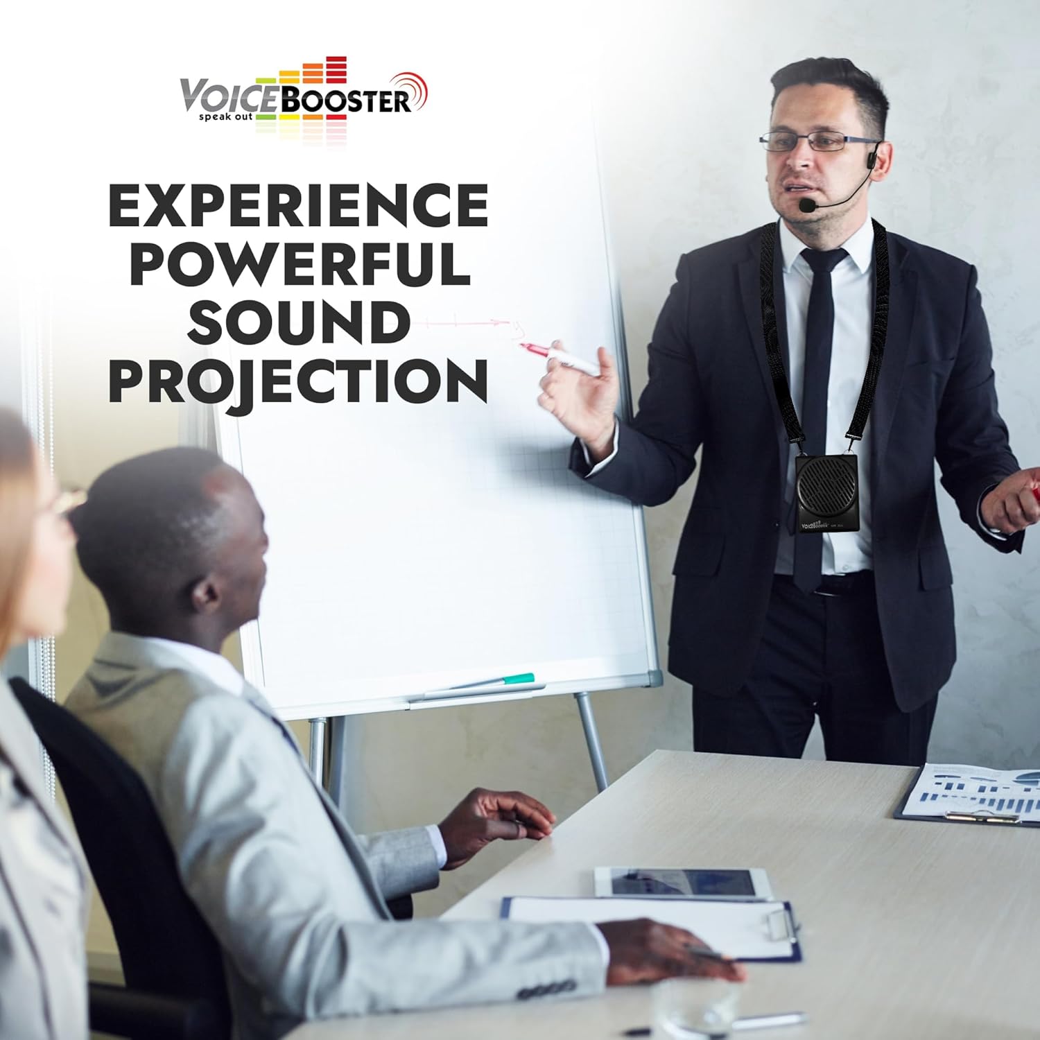 Voicebooster Speak Out Personal Voice Amplifier, Rechargeable Portable Speaker with Wired Microphone Headset for Classroom Teachers, Tour Guide, Presentations – 10watt Power Amplifier - MR1506