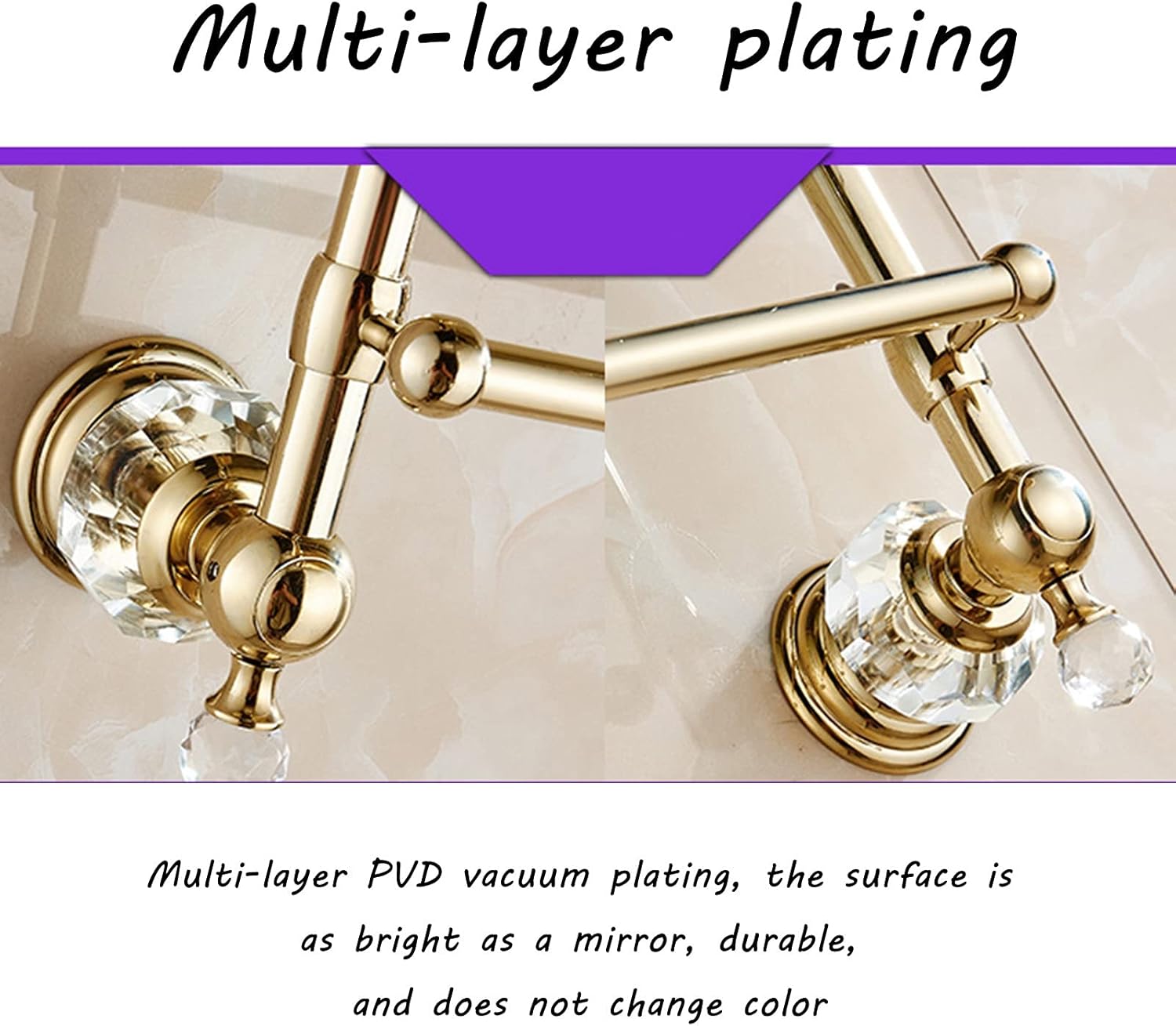 XXIOJUN Tempered Glass Shelf, Bathroom Shelves Wall Mounted Punch Installation Load 10kg with Towel Bar for Dressing Table, Bathroom, Shower Room, 3 Colors (Color : Rose Gold, Size : 57x12cm)