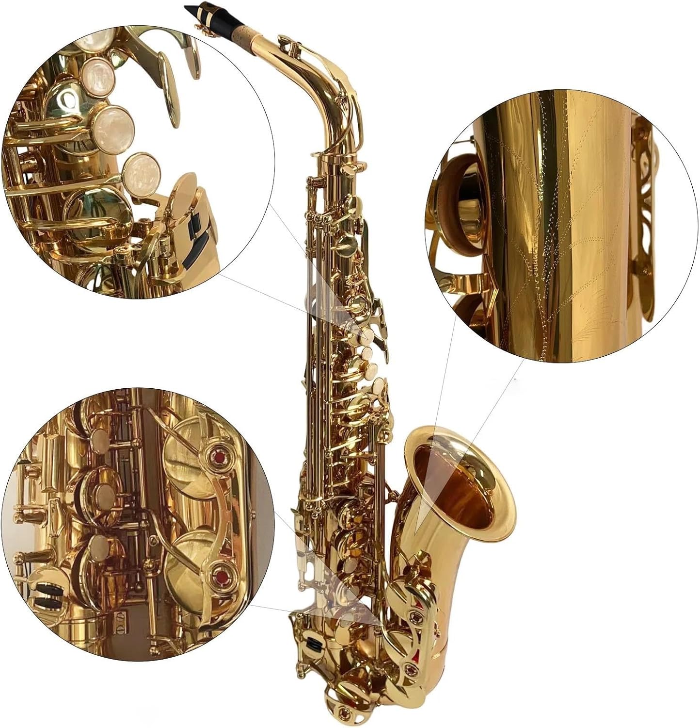 Eb Alto Saxophone Sax Brass Body White Shell Keys Woodwind Instrument Full Set Accessories