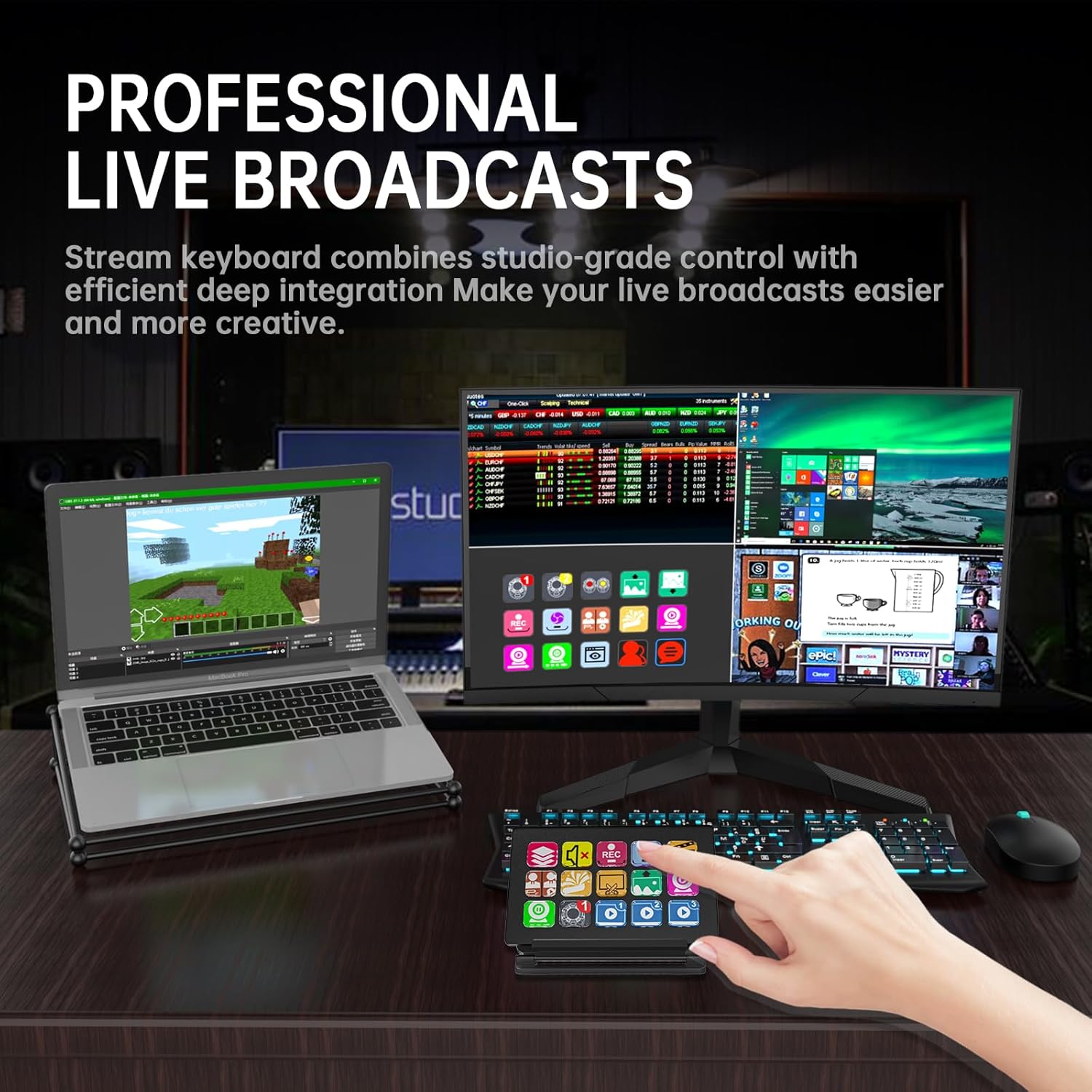 MT-VIKI Streaming Keyboard with 15 Macro Keys Customizable, Trigger Actions In OBS Twitch YouTube, Compatible with PC & Mac