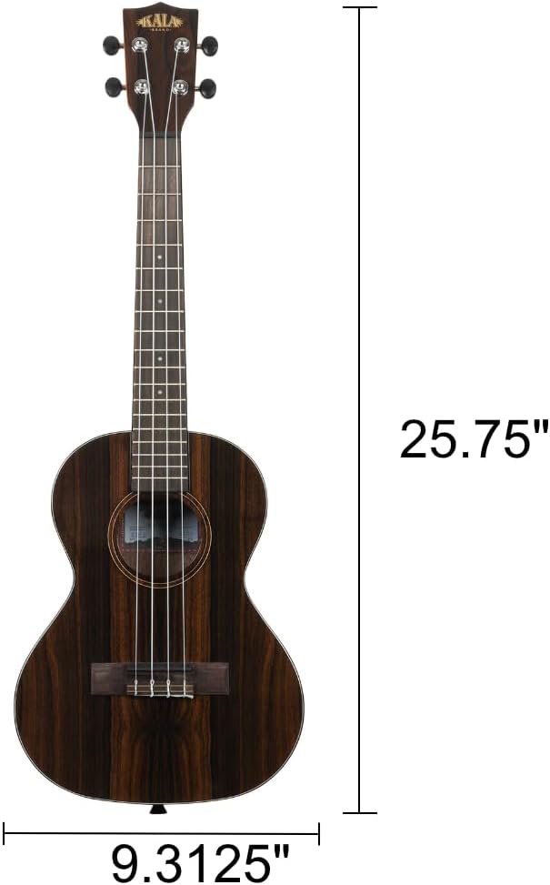 Kala Ziricote Tenor Ukulele by Kala KA-ZCT-T Bundle with a Tuner and Polishing Cloth