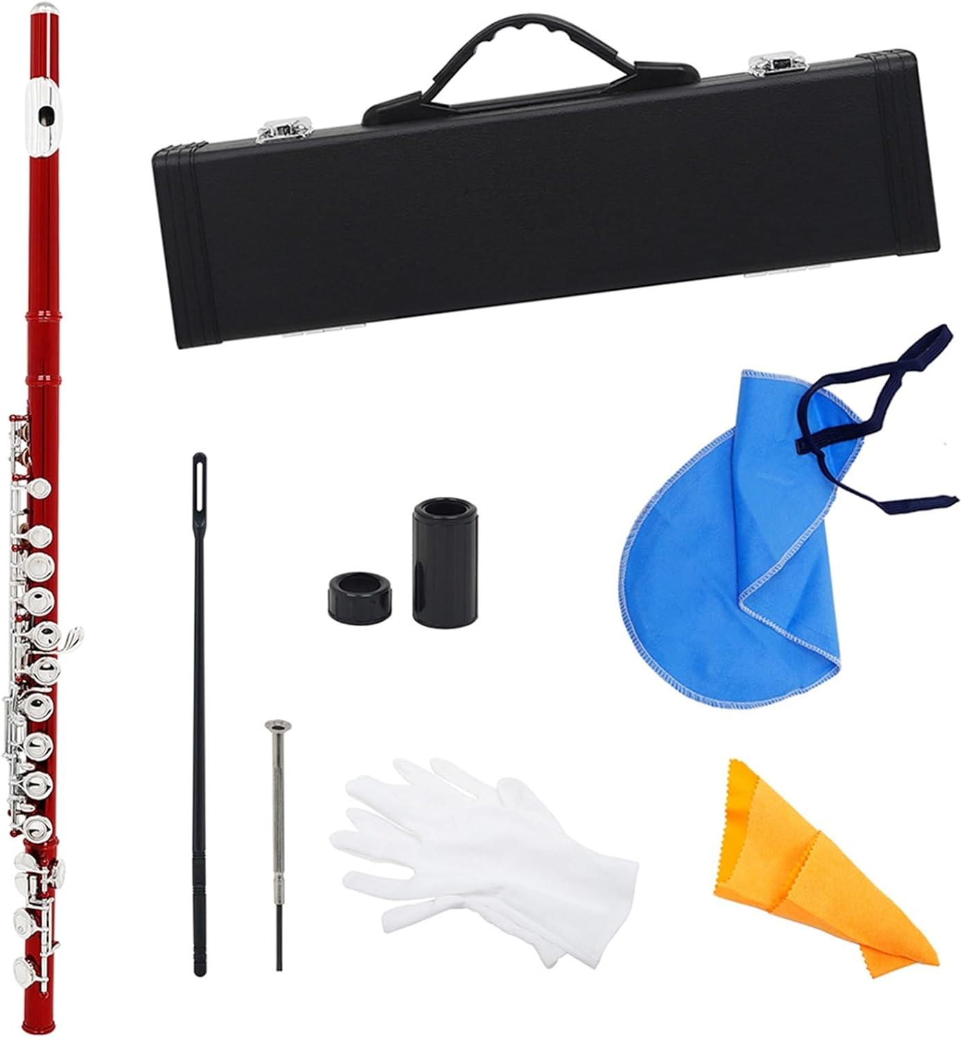 Flute 16 Hole Flute W/E Key Woodwind C Note Nickel Plated Silver Key Cupronickel Flute Flutes Musical Instruments