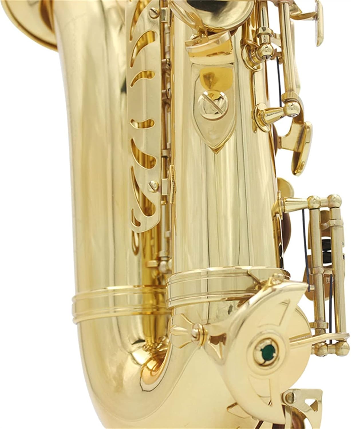 Saxophone Straight E Flat Golden Silver Alto Saxophone Adult Beginners Practice Saxophone Key Type Woodwind Instrument (Color : Gold)