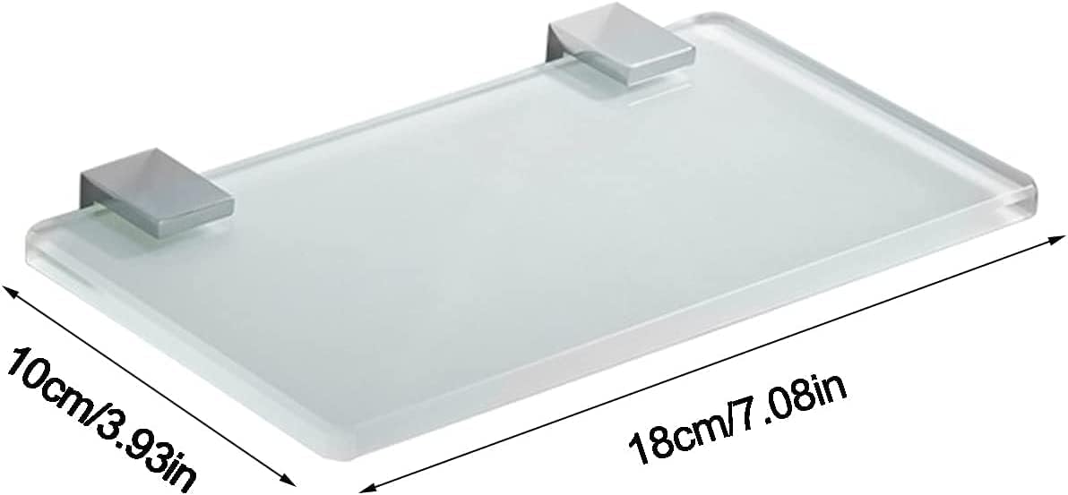 IOCCIOBB Bathroom Glass Shelf Bathroom Glass Shelf, Tempered Glass Shower Storage 7.08 by 3.9 Inches, Polished Copper Finish Matte Transparent Wall Mount