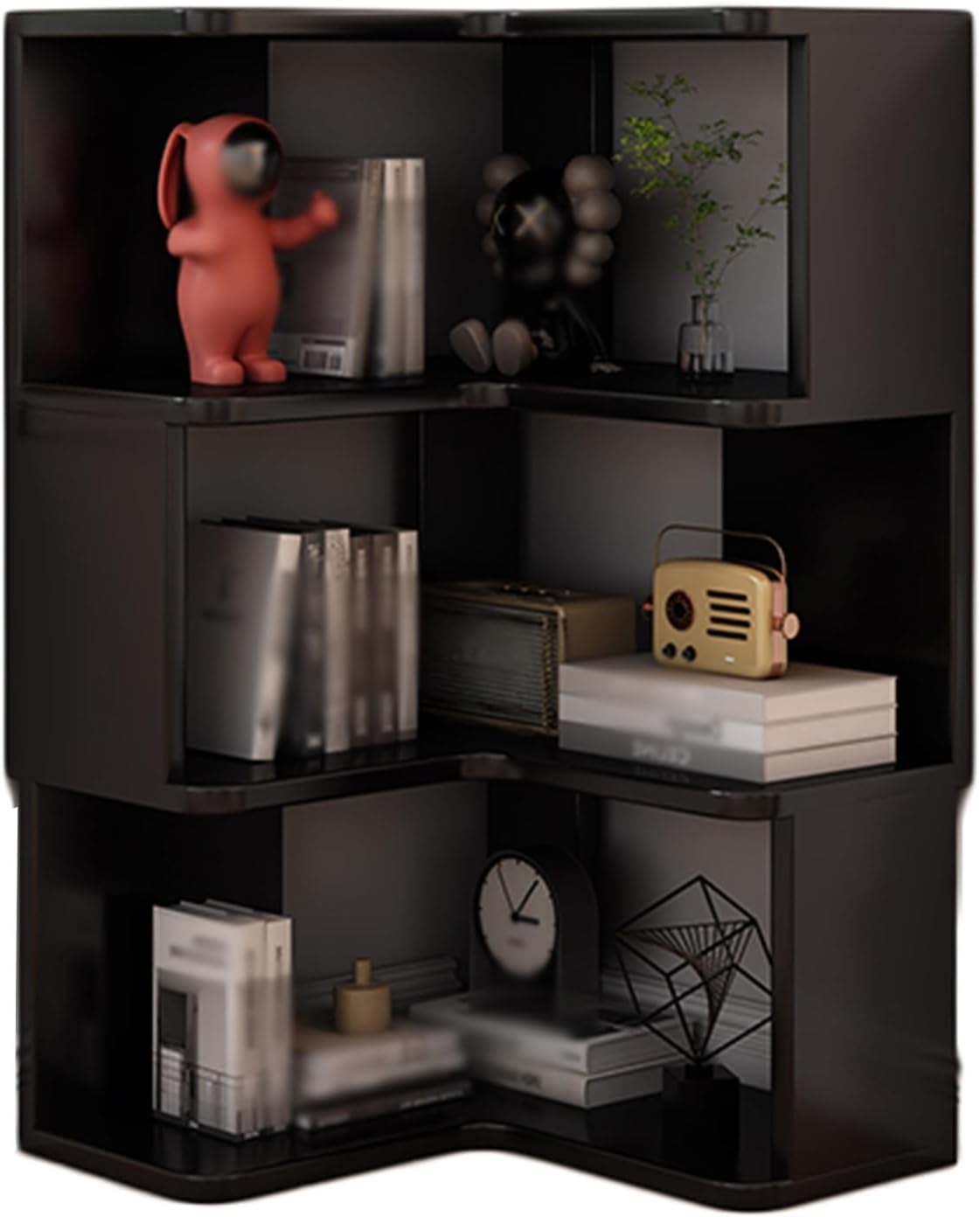 2/3/4/5 Layer Corner Bookcase, Industrial Bookshelf Wall Mounted,Storage Display Rack,Etagere Shelf Storage Rack,for Office,Living Room(White,4tier) (Black 3tier)