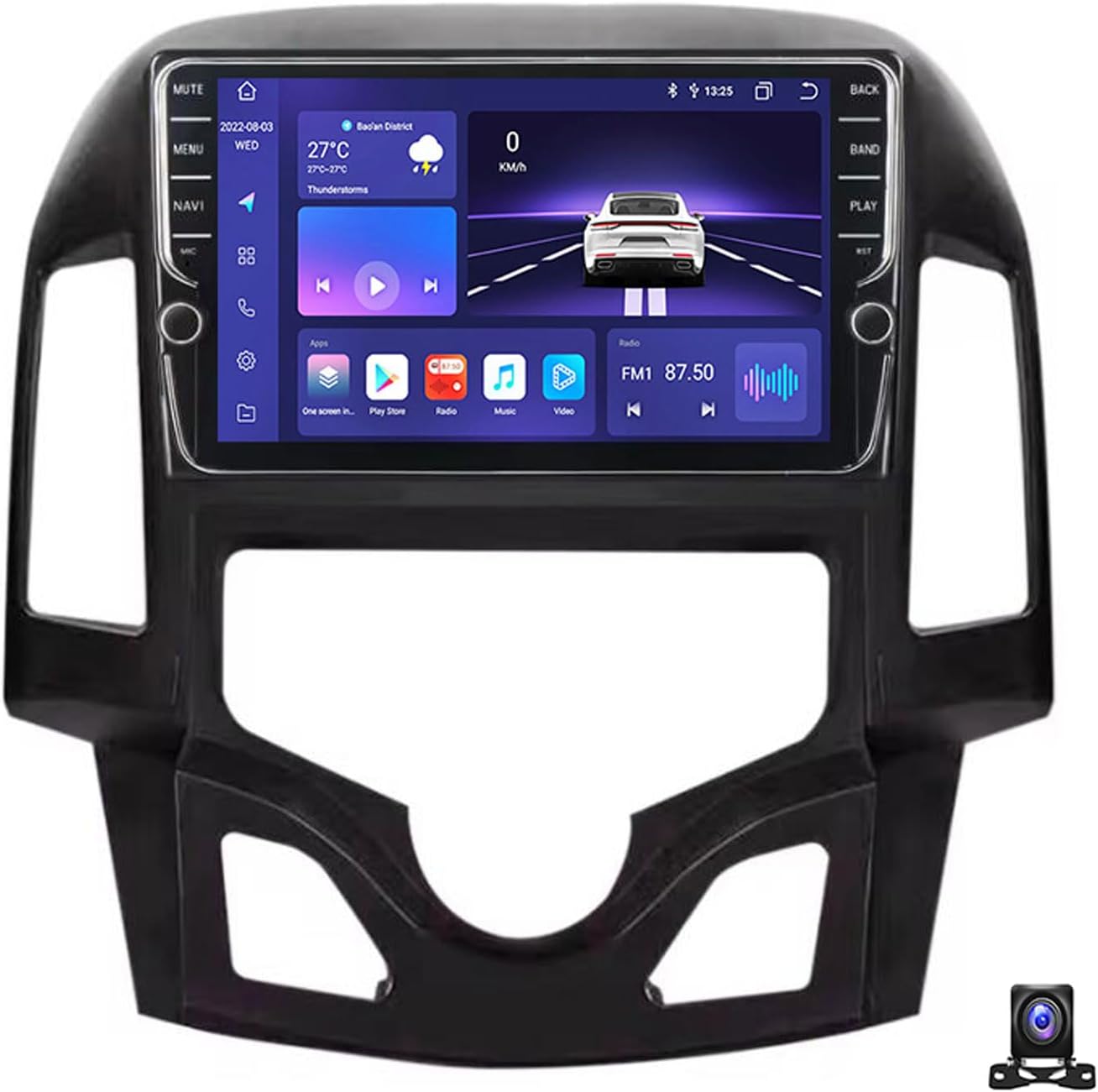 Double Din Car Stereo Bluetooth MP5 Player with Carplay/Auto, 9 Inch Touchscreen Radio Receiver with AHD Backup Camera, Compatible with Hyundai i30 2007~2012 Support 4G/SWC/DSP,A,K500S