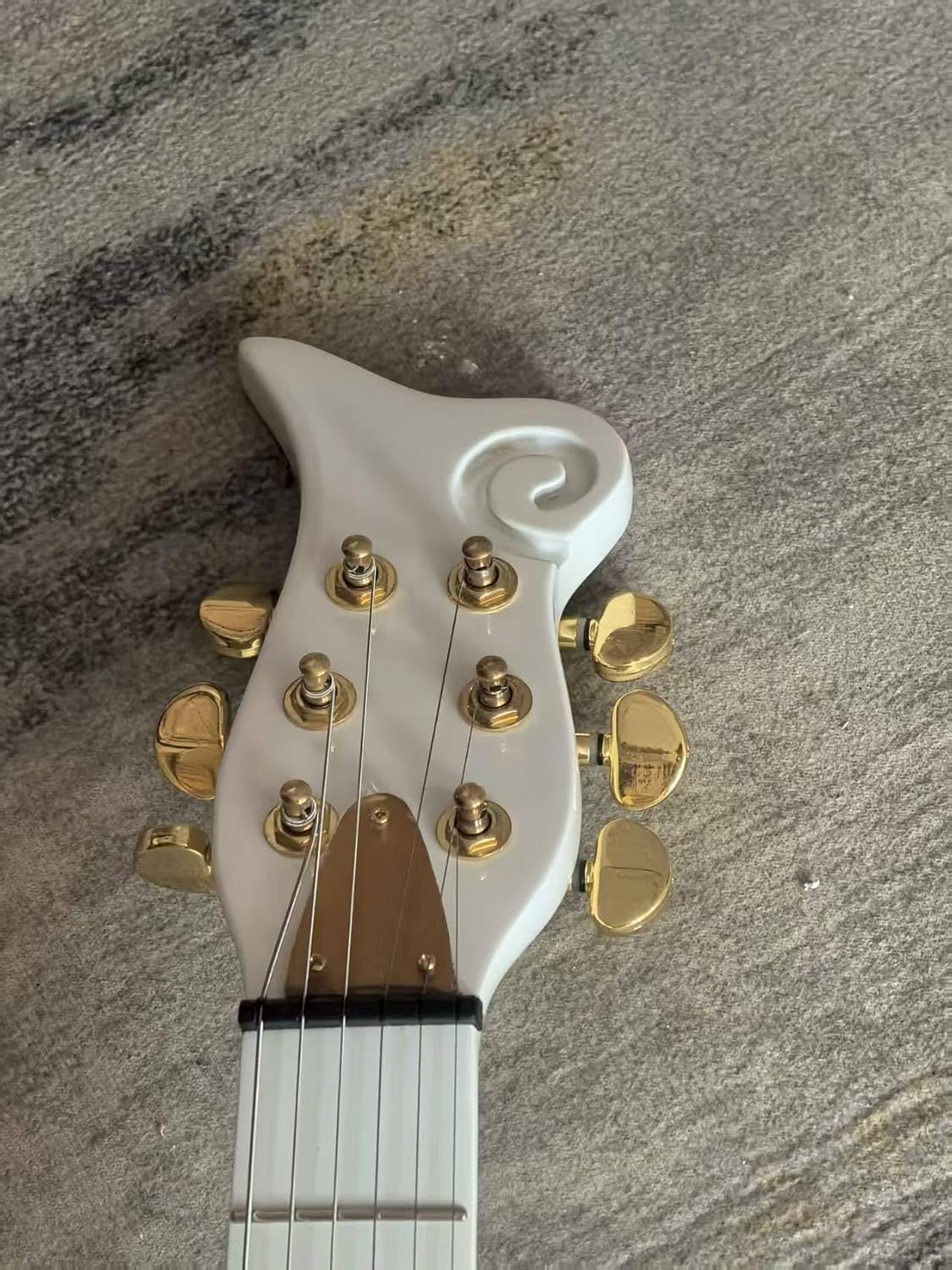 Custom Body Electric Guitar White Finish Gold Hardware Maple Neck & Fretboard with Love Symbol Inlay