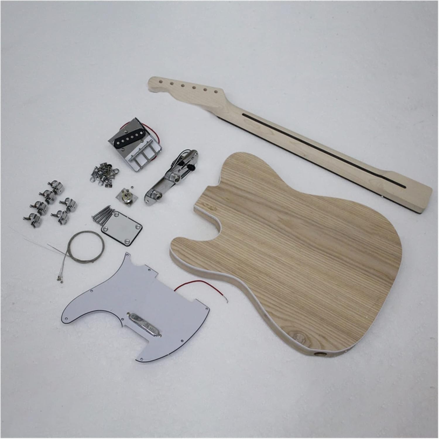 DIY Electric Guitar Kits Maple Neck Ash Wood Maple Veneer Body with All Accessories Unfinished Guitar Set